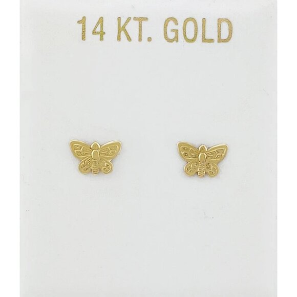 Butterfly Stud Earrings 14k Yellow Gold